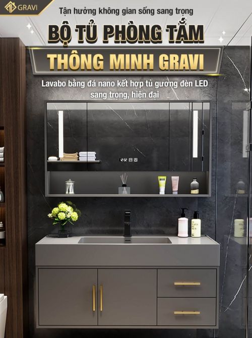 Bộ tủ chậu phòng tắm 2 cánh 2 tủ BT.GT120G1