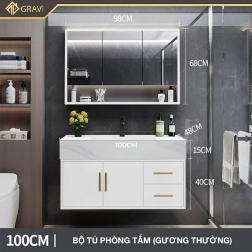 Bộ tủ chậu phòng tắm 2 cánh 2 tủ BT.GT100G1