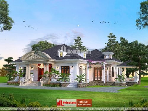 TOP 5 biệt thự 1 tầng tân cổ điển mái nhật 2023