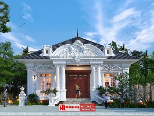 TOP 5 biệt thự 1 tầng tân cổ điển mái nhật 2023