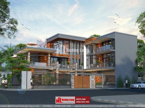 TOP 5 biệt thự 3 tầng hiện đại mái bằng 2023