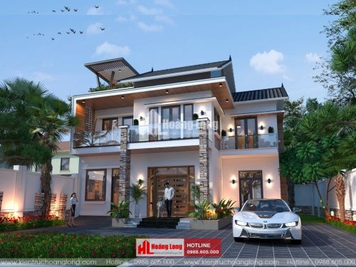 Thiết kế biệt thự 2 tầng mái Thái tại Cao Bằng HL50903