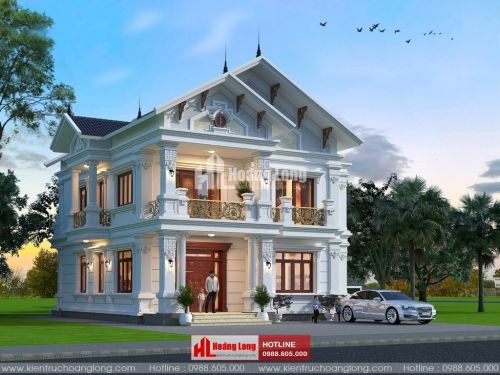 Thiết kế biệt thự 2 tầng mái Thái tại Sơn La HL51165