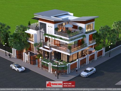 Thiết kế sân vườn biệt thự 3 tầng tại Tam Kỳ HL51316