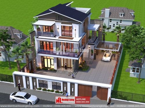 Phong thủy mái nhà biệt thự 3 tầng tại Bỉm Sơn HL51321