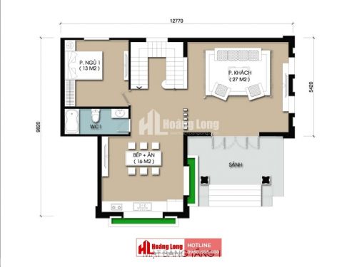 Thiết kế biệt thự 2 tầng mái Nhật tại Bình Lục HL50936